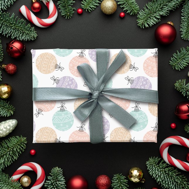 Pastel Christmas balls Wrapping Paper (Creator Uploaded)