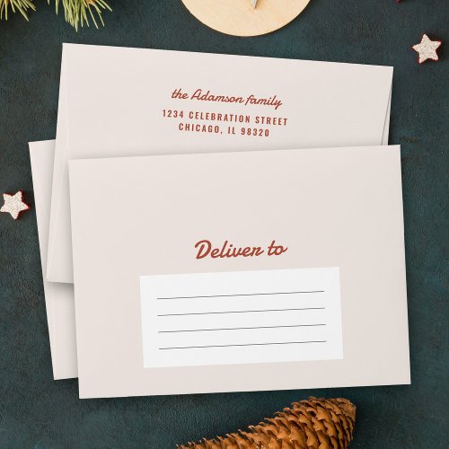 Pastel Christmas Baubles Custom Family Address Envelope