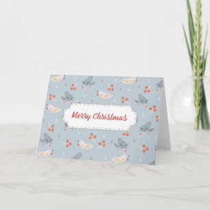 Pastel Christmas Birds Seamless Pattern Card