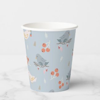 Pastel Christmas Birds Seamless Pattern