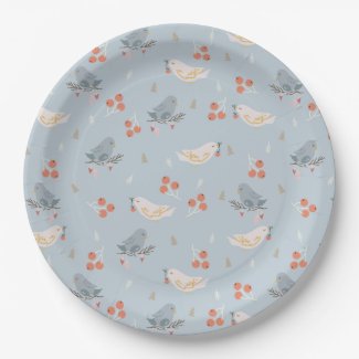 Pastel Christmas Birds Seamless Pattern