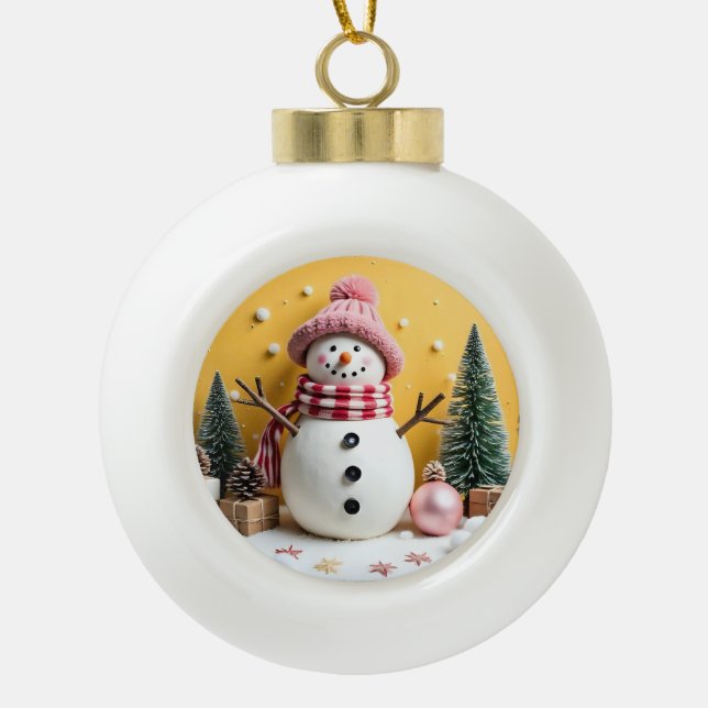 Pastel Christmas - Ceramic Ornament  (Front)