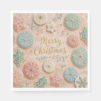 Pastel Christmas Cookies Merry Christmas Snowflake Napkins