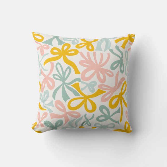 Pastel Christmas Coquette ribbons and bows  Throw Pillow (Front)