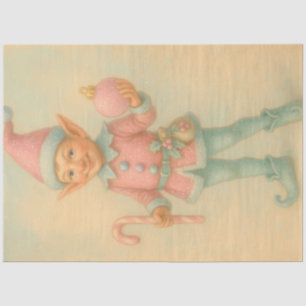 Pastel Christmas Elf Ornament Decoupage Tissue Paper