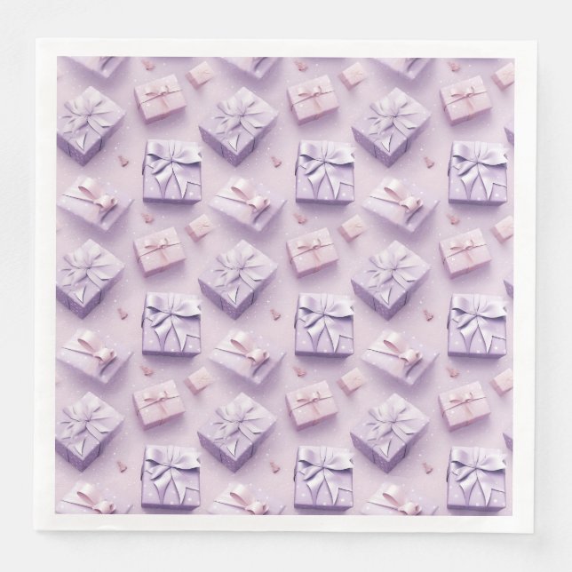 Pastel Christmas Gift Elegant Purple Seamless Paper Dinner Napkins (Front)