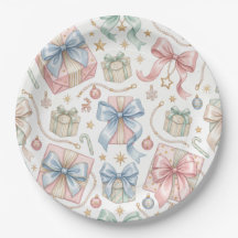 Pastel Christmas Gifts Satin Bows & Pearls Holiday