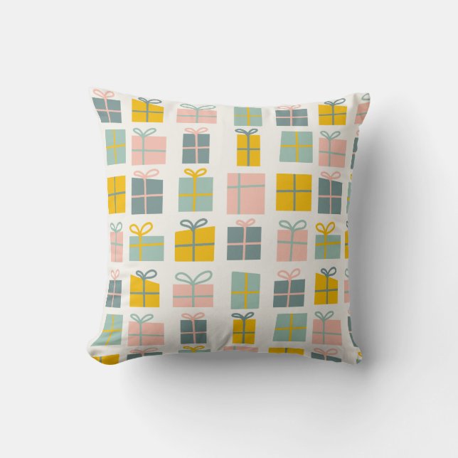 Pastel Christmas Gifts Throw Pillow (Front)
