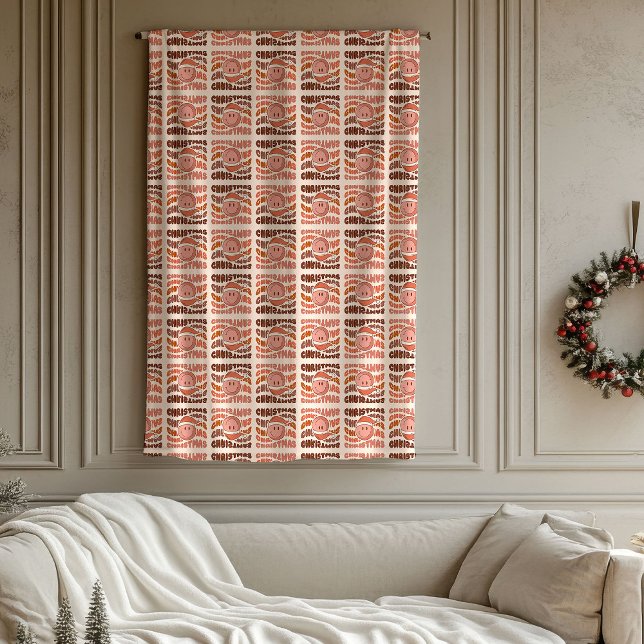 Pastel Christmas Groovy Retro Smile Emoticon Gift Fleece Blanket (Pastel Christmas Groovy Retro Smile Emoticon Gift Fleece Blanket)