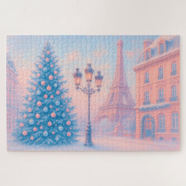 Pastel Christmas in Paris Jigsaw Puzzle (Horizontal)