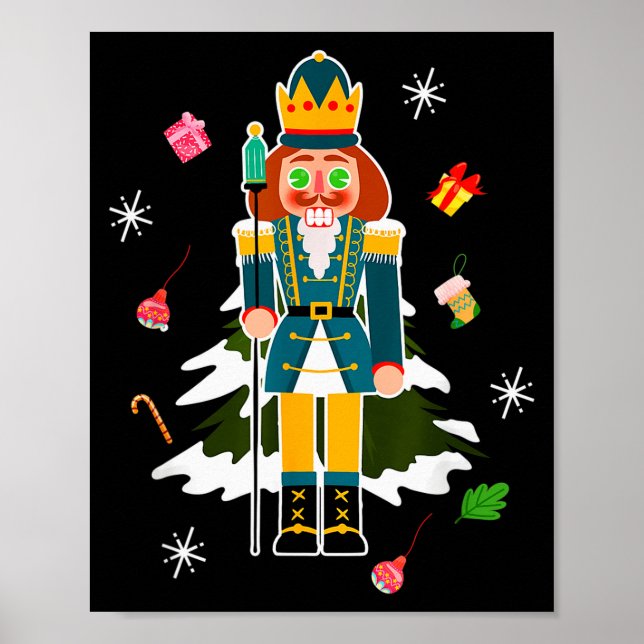 Pastel Christmas Nutcracker In Snow Christmas  Poster (Front)