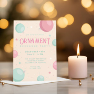 Pastel Christmas Ornament Exchange Holiday Party Invitation