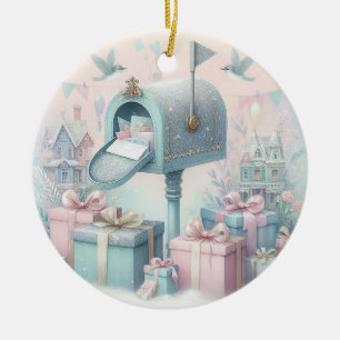 Pastel Christmas Ornament Mailbox and Gifts 5