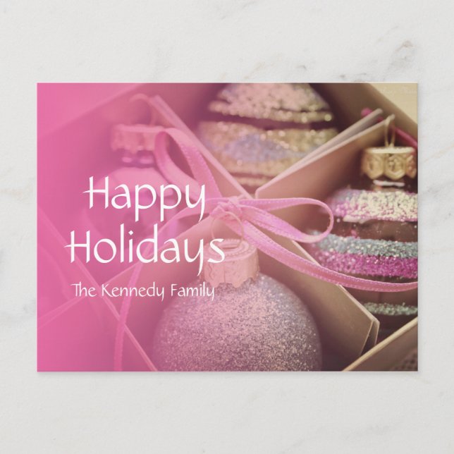 Pastel Christmas Ornaments Holiday Postcard (Front)