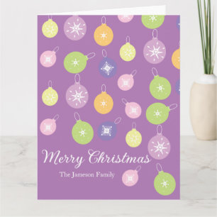 Pastel Christmas Ornaments Snowflakes Violet    Card