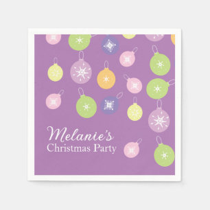 Pastel Christmas Ornaments Snowflakes Violet Napkins
