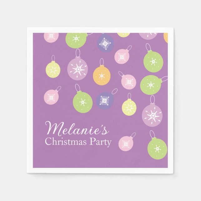 Pastel Christmas Ornaments Snowflakes Violet    Napkins (Front)