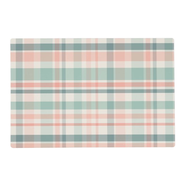 Pastel Christmas Plaid Placemat (Front)