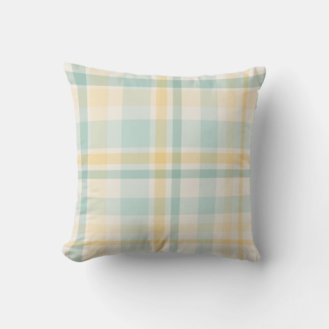 Pastel Christmas Plaid three Throw Pillow (Front)