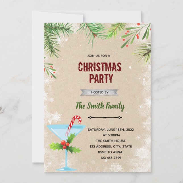 Pastel Christmas theme invitation (Front)