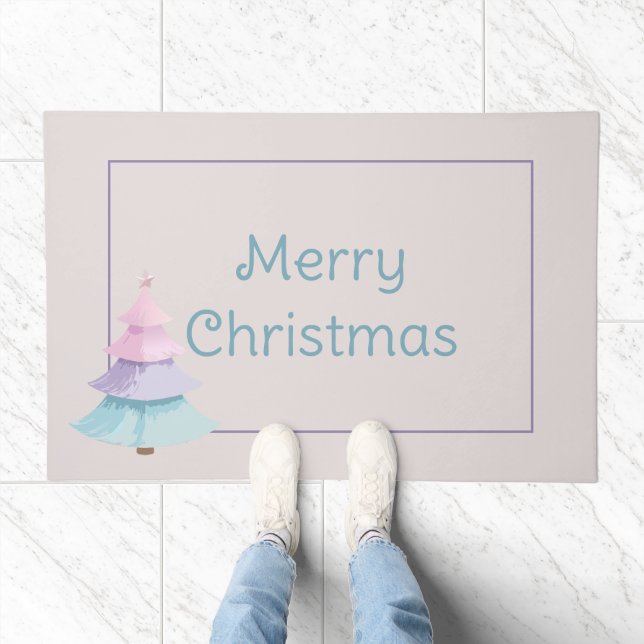 Pastel Christmas Tree Doormat (Indoor)