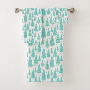 Pastel Christmas Tree Forest Bath Towel Set