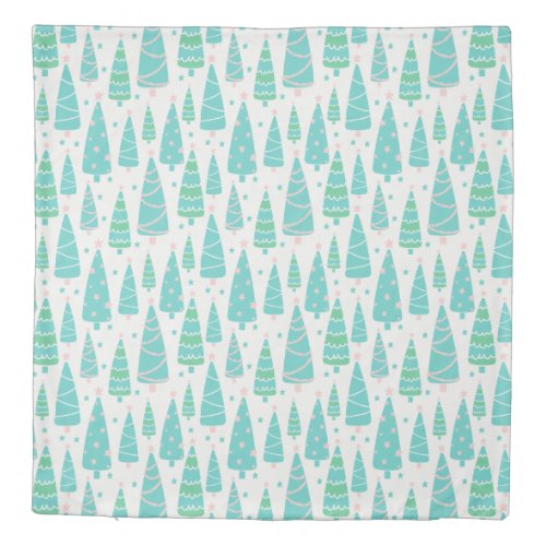 Pastel Christmas Tree Forest Duvet Cover
