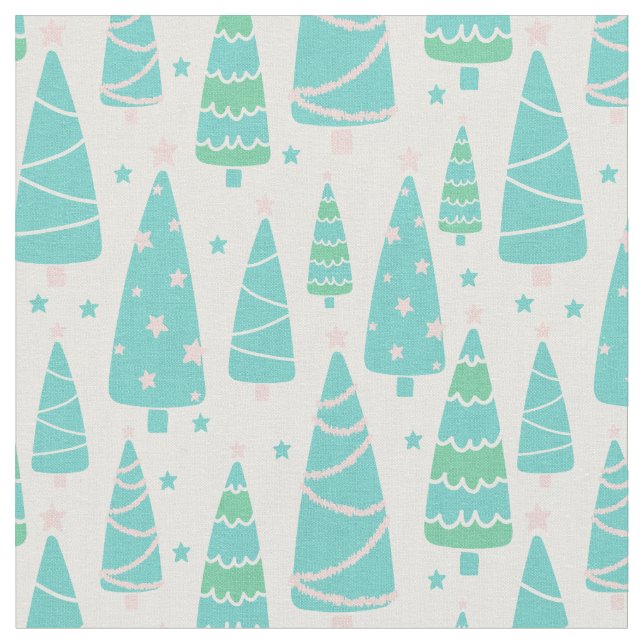 Pastel Christmas Tree Forest Fabric (Close Up)