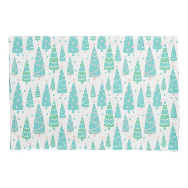 Pastel Christmas Tree Forest Pillow Case (Front)