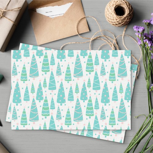 Pastel Christmas Tree Forest Tissue Paper