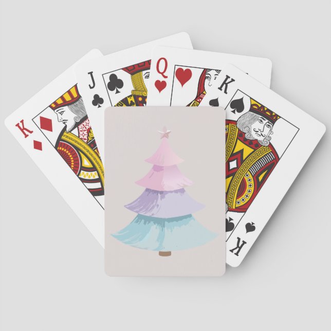 Pastel Christmas Tree Poker Cards (Back)