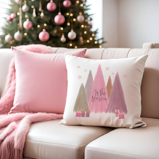 Pastel Christmas Trees 'Tis the Season Throw Pillow