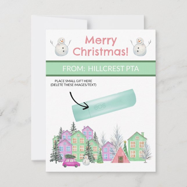 Pastel Christmas Village, Personalized Gifting Invitation (Front)