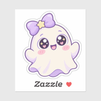 Pastel Chubby Ghost Halloween Character Sticker