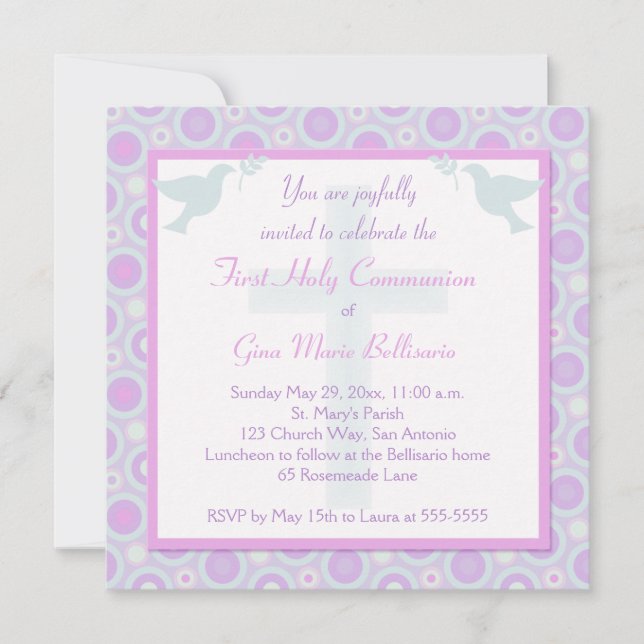 Pastel Circles First Holy Communion Invitation (Front)