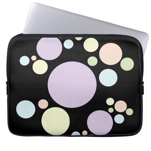 Pastel circles on a black background  laptop sleeve