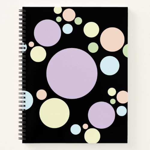Pastel circles on a black background  notebook