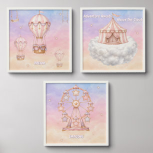 Pastel Circus Nursery Wall Art Set Peel And Stick Photo Tile