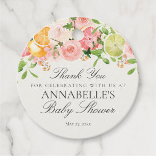 Pastel Citrus Floral Cutie Baby Shower Favor Tags
