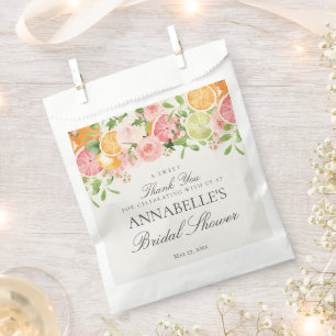 Pastel Citrus Floral Cutie Bridal Shower Dessert Favor Bag