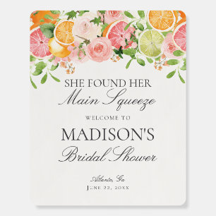 Pastel Citrus Floral Main Sqeeze Bridal Shower Foam Board