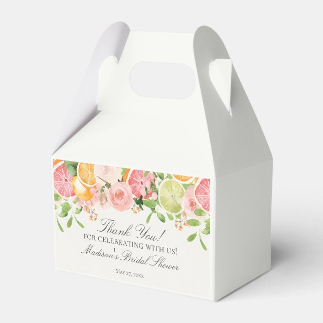 Pastel Citrus Floral Main Squeeze Bridal Shower Favor Boxes (Front Side)