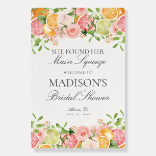 Pastel Citrus Floral Main Squeeze Bridal Shower Foam Board