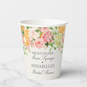 Pastel Citrus Floral Main Squeeze Bridal Shower Paper Cups