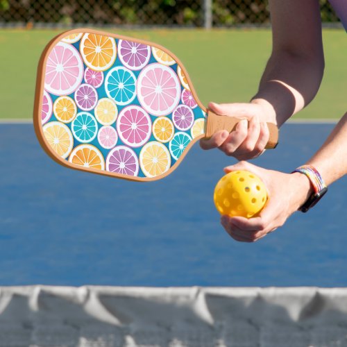 Pastel Citrus Fruit Pattern Pickleball Paddle