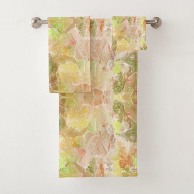 Pastel Citrus Watercolor Designer Print Pattern Bath Towel Set (Insitu)