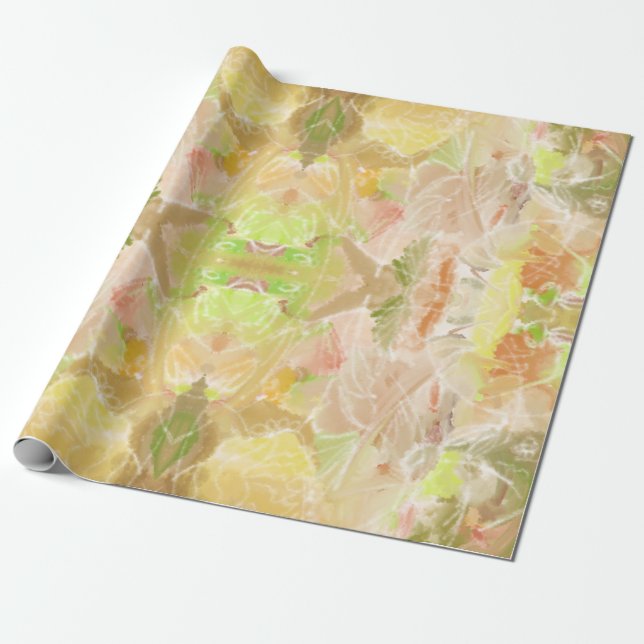 Pastel Citrus Watercolor Designer Print Pattern Wrapping Paper (Unrolled)