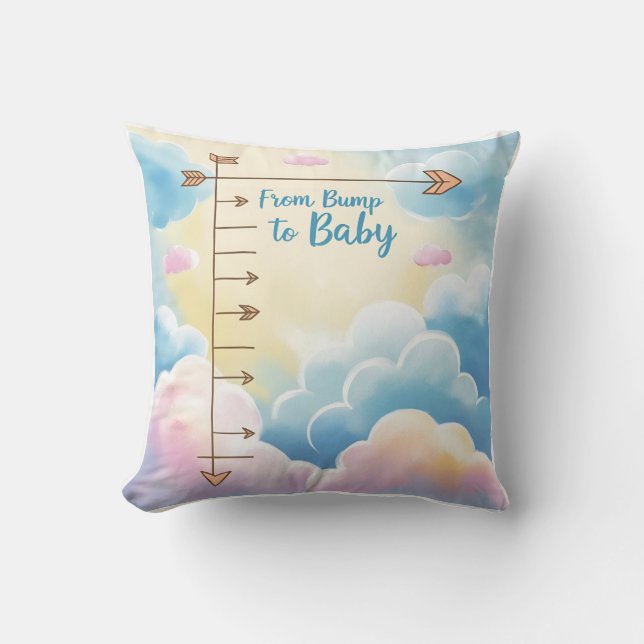Pastel Cloud 'From Bump to Baby' Growth Chart Throw Pillow (Front)