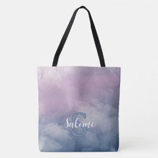 Pastel Cloud Monogram Tote Bag