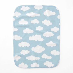 Pastel Clouds Aesthetic Baby Blue And White Burp Cloth